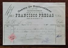 Usado, 1891 Francisco Presas, Centro de Susorioiones, Calle de Avionet, España Factura segunda mano  Embacar hacia Argentina