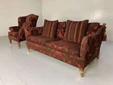 Duresta "Trafalgar" Sofa & "Devonshire" Armchair - In Deep Red Damask - RRP £... for sale  Shipping to South Africa