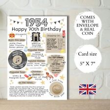 70th Birthday Card With 1954 Coin & Envelope - Choose your Card Colour -British, used for sale  Shipping to South Africa