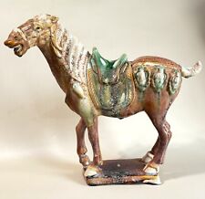Old Chinese Tang Dynasty Sancai Terracota Figurine Ferghana War Horse Signed 12" for sale  Shipping to South Africa