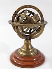 Vintage Armillary Astrolabe Globe Aparis Chez Gobille Brass Wooden Base Desktop for sale  Shipping to South Africa