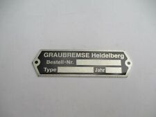 Typenschild schild graubremse gebraucht kaufen  Goch