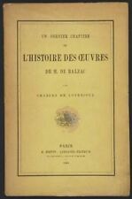 Un último capítulo de la historia de las obras de H de Balzac 1880 C de Lovenjoul segunda mano  Argentina 