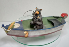 Tin Boat 2 Black Bears Fishing Decorative Figure Pacific Rim Seattle Washington for sale  Shipping to South Africa