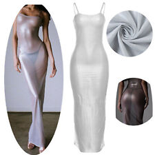 Usado, Vestido Bodycon Feminino Metálico Transparente Maxi Sexy Cintilante Clubwear Festa comprar usado  Enviando para Brazil