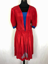 VINTAGE '40 WWII Abito Vestito Donna Antico Rosso Rayon Woman Dress Sz.M - 44 usato  Cotignola