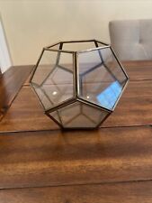 Geometric Clear Glass and Brass Faceted Terrarium: Small Vase Planter Aprx 8x6.5 for sale  Shipping to South Africa
