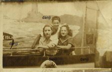 Pessoas em Barco Falso em CONEY ISLAND ~ pano de fundo de farol*Foto de lembrança RPPC de 1936 comprar usado  Enviando para Brazil