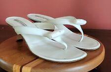Manolo Blahnik Sandals Mule White Heel 36.5 for sale  Shipping to South Africa