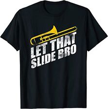 NOVO! Camiseta presente banda trombone tocador engraçada Let That Slide Bro comprar usado  Enviando para Brazil