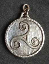 Vintage triskelion triskele Celtic triple spiral pendant with harbour scene, used for sale  Shipping to South Africa