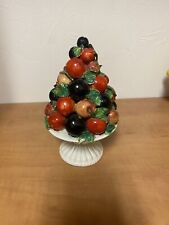 Pirámide de mayólica italiana cereza vacaciones fruta topiario cerámica Navidad 8 pulgadas segunda mano  Embacar hacia Argentina