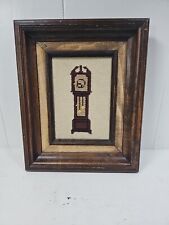 Vintage Grandfather Clock Framed Needlepoint Boho Cottage Farmhouse for sale  Shipping to South Africa