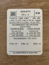 Pontiac Firebird 1972 etiqueta de presión de neumáticos - envío gratuito, usado segunda mano  Embacar hacia Argentina