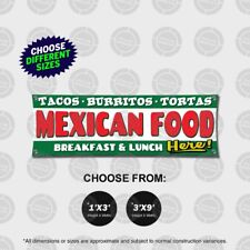 COMIDA MEXICANA Bandera Tacos Burritos Tortas Desayuno Almuerzo Letrero Abierto Bandera Lona segunda mano  Embacar hacia Argentina