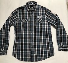 Marc Ecko Cut And Sew Long Sleeve Button Front Plaid Shirt Size Medium  for sale  Wellington