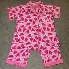 Muki Munki Womens XL Pajamas Capri Pants Short Sleeve Button Pink Watermelons myynnissä  Leverans till Finland