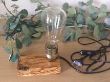 Lámpara rústica salida europea Edison bombilla mesa escritorio mesita de noche borde crudo base de madera, usado segunda mano  Embacar hacia Argentina