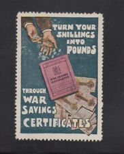 Britain WW2 Propaganda Advertising Stamp - War  Savings Certificates - MNH OG for sale  Burlington