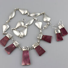 Vintage Purple Spiny Oyster Spondylus Sterling Silver Necklace Earrings Set for sale  Shipping to South Africa