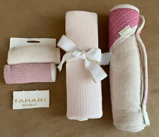 Tahari Baby 4 Piece Bath Hooded Towel and Washcloths Set for Newborn Girls Pink, used for sale  Shipping to South Africa
