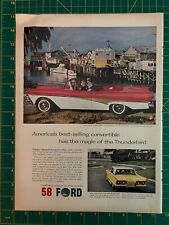 1958 Vintage Ford Fairlane 600 Sunliner Convertible Car V-8  Print Ad V1 for sale  Shipping to South Africa