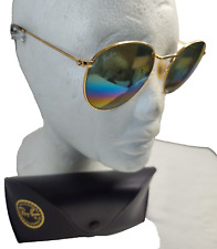 Óculos de sol Ray-Ban RB3447 redondo dourado metal lente espelhada com estojo 53-21-145 Itália comprar usado  Enviando para Brazil