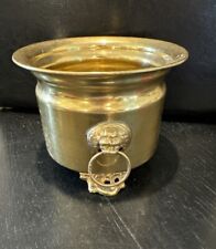 Vintage SOLID Brass Footed Cache Pot Planter With Lion Head Side Rings 4.25”h for sale  Shipping to South Africa