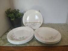 Set of 4 Corelle Veranda Salad Plates 7 1/4" Pink Flowers Green Leaves USA for sale  Shipping to South Africa