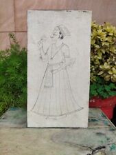 Used, Vintage Rare Handmade India Mughal King Pencil Sketch On Cardboard for sale  Shipping to South Africa