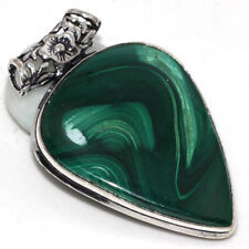 925 Silver Plated-Malachite Ethnic Gemstone Handmade Pendant Jewelry 2" JW for sale  Shipping to South Africa
