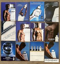 12x Yves Saint Laurent Kouros perfume ads 1980s 90s 00s magazine clippings for sale  Shipping to South Africa