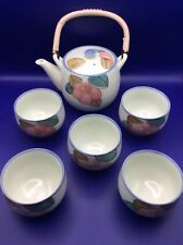 Japanese tea set in wooden box - 1 x teapot & 5 x cups with floral decoration for sale  Shipping to South Africa