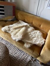 piece of real white beige large fur animal hide authentic decorative  for sale  Shipping to South Africa