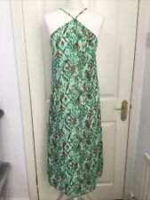 Nasty Gal Green Geometric Print Halter Neck Midi Length Dress Size 10-12 for sale  Shipping to South Africa