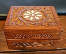 Usado, Incrustación de madera tallada a mano de colección India Sheesham baratija joyería caja con bisagras segunda mano  Embacar hacia Argentina
