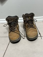 Botas de trabalho masculinas CAT Caterpillar marrom 10,5 M couro biqueira de aço, usado comprar usado  Enviando para Brazil