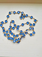 Stunning Swarovski Bezel Necklace Blue Gold Plated 9mm 34'' for sale  Shipping to South Africa
