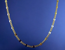 Collar de cadena Figaro oro amarillo 14K 3mm-5mm espejo liso pavimentado eslabón todos los tamaños segunda mano  Embacar hacia Argentina