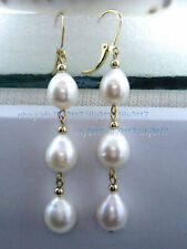 AAA 10-12mm Natural South Sea White Freshwater Pearl Dangle Earrings 14K gold for sale  Shipping to South Africa