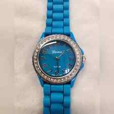 Reloj Geneva platino para mujer azul acentuado cristal segunda mano  Embacar hacia Mexico