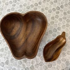 Monkey Pod Chip and Dip Set-Mid Century Server Set 2 Piece Solid Wood Retro for sale  Shipping to South Africa