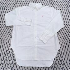 Camisa Ralph Lauren para hombre pequeña blanca rosa poni con botones tela Oxford cola larga segunda mano  Embacar hacia Argentina