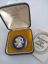 Vintage Wedgwood Cameo Brooch (Blue, Cupid/Cherub Design) Silver? Boxed for sale  SKEGNESS