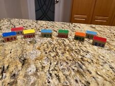 Vintage German Miniature Rainbow Wood Houses and Sheds Village Town Cute Lot, used for sale  Shipping to South Africa