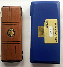Vintage Dart Set Wooden Block Case w/3 Darts w/ Rose Flights Black Eagle Case, used for sale  Shipping to South Africa