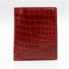 Carteira bifold masculina couro genuíno jacaré/crocodilo marrom vermelho #12, usado comprar usado  Enviando para Brazil