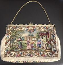 *(c102) Antique Victorian Enamel Peti Point Tapestry Bag, used for sale  Shipping to South Africa