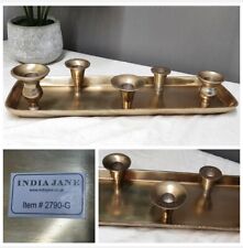 India Jane Metal Gold Tone Tray Candle Holder , used for sale  Shipping to South Africa