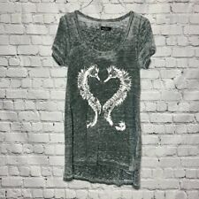 Lauren Moshi gray burnout seahorse heart graphic high low tee large new for sale  Shipping to South Africa